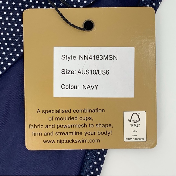 Nip Tuck NWT Navy with White Polka Dots Mid Rise Full Coverage Bikini Bottoms, 6 - Picture 12 of 15